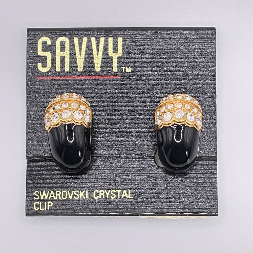 Vintage Savvy by Swarovski Crystal Clip-on Half Hoop Earrings